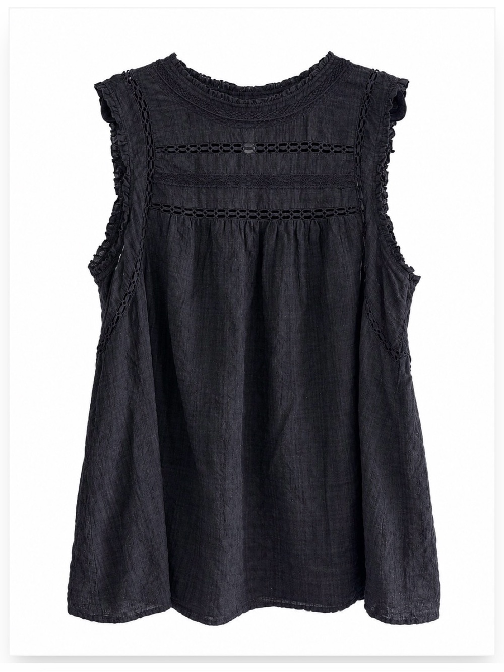 Torrid Black Boho Lace Detail Sleeveless Tunic Top Size 3X